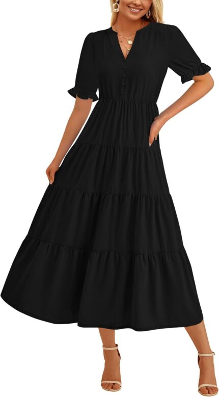 Prettygarden womens summer casual short sleeve v neck midi dresses 2025 spring a line tiered wedding guest dress.jpg