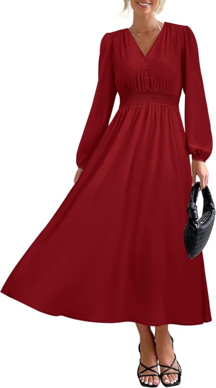 Prttygarden womens long sleeve maxi dress 2025 spring trendy elegant v neck flowy wedding guest holiday formal long dresses.jpg