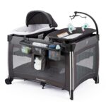 Pamo babe 4 in 1 portable baby crib deluxe nursery center foldable travel playard with bassinet mattress changing table for newborn infant toddlergrey.jpg