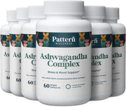 Pattern wellness ashwagandha complex for men women ksm 66 black pepper extract whole body heart health supports stress mood non gmo 360 vegan capsules.jpg