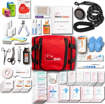 Pet vet medic cat dog first aid kit dog emergency kit dog health supplies dog wound care with dog thermometer dog bandages for wounds dog essentials dog supplies dog travel bag large.jpg
