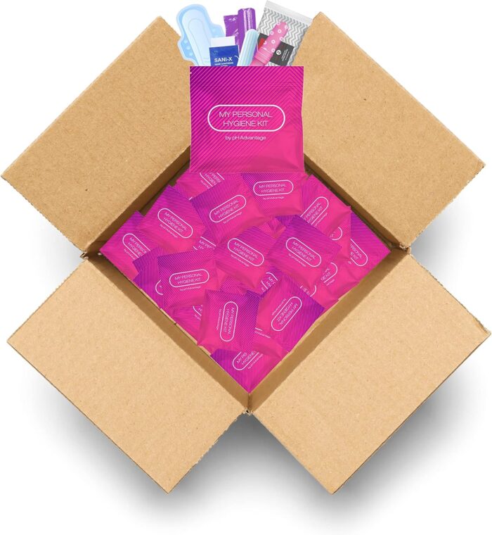 Pink style menstrual kit all in one 60 pack convenience on the go period kit pack for travelling tweens teenagers or just when youre out individually wrapped feminine hygiene product.jpg