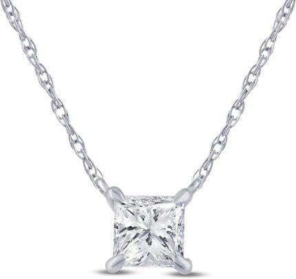 Princess cut solitaire diamond necklace real 14k white gold gh vssi floating 12 carat lab grown diamond pendant necklace for women sparkly diamond jewelry for women.jpg