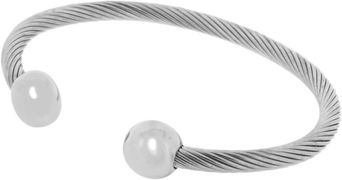 Qray silver deluxe surgical steel golf athletic bracelet men women c shaped health wellness bracelet.jpg