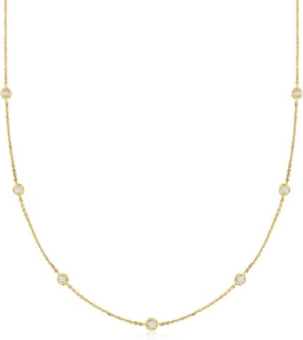 Rs pure by ross simons diamond station necklace in 14kt gold.jpg