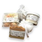 Relaxation gifts for women. 6 self care gifts mineral rich vanilla bath salt pumpkin spice bath soap bath bomb truffles. spa kit that will leave her skin so soft.jpg