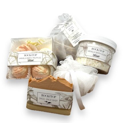 Relaxation gifts for women. 6 self care gifts mineral rich vanilla bath salt pumpkin spice bath soap bath bomb truffles. spa kit that will leave her skin so soft.jpg