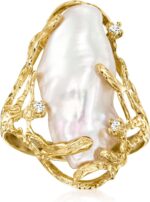 Ross simons 10x24mm cultured baroque pearl ring with diamonds in 14kt yellow gold.jpg
