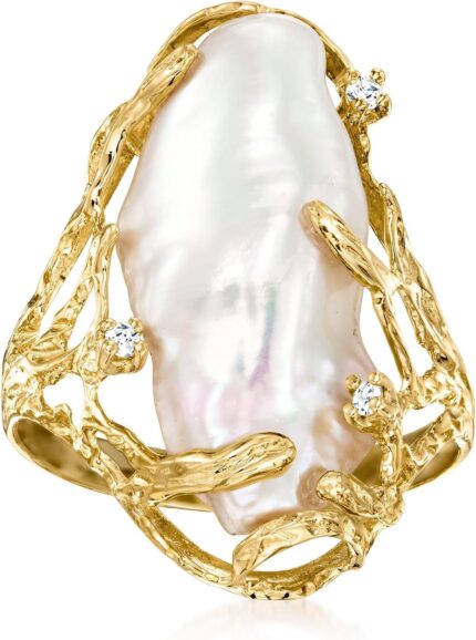 Ross simons 10x24mm cultured baroque pearl ring with diamonds in 14kt yellow gold.jpg