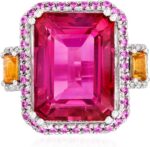 Ross simons 14.00 carat pink topaz and .80 ct. t.w. multi gemstone ring in sterling silver. size 7.jpg