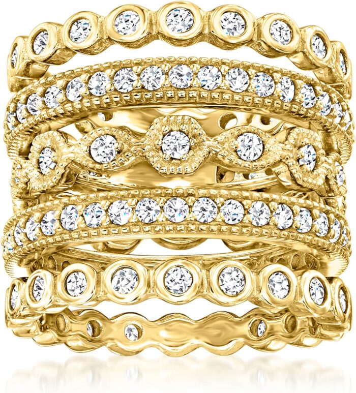 Ross simons 2.50 ct. t.w. cz jewelry set 5 eternity bands in 18kt gold over sterling.jpg