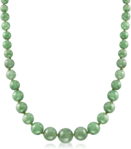 Ross simons 6 13mm jade bead graduated necklace with 14kt yellow gold.jpg