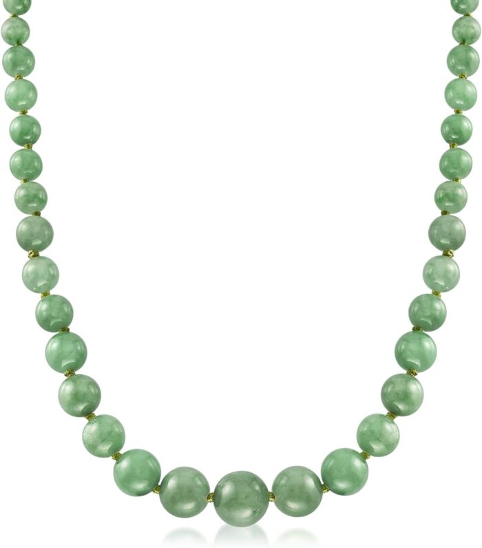 Ross simons 6 13mm jade bead graduated necklace with 14kt yellow gold.jpg
