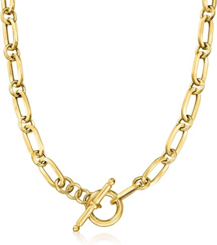 Ross simons italian 18kt gold over sterling paper clip link necklace. 18 inches.jpg
