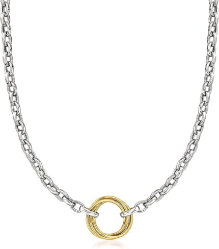 Ross simons sterling silver and 14kt yellow gold multi circle rolo chain necklace.jpg