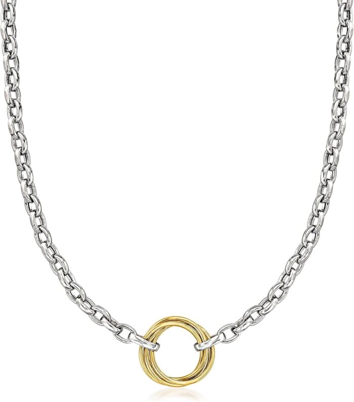 Ross simons sterling silver and 14kt yellow gold multi circle rolo chain necklace.jpg