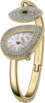 Saga angels eye womens luxury cuff bracelet watch swiss ronda quartz movement teardrop shaped dial 30m water resistant 316l stainless steel bracelet with 129 danube crystals.jpg