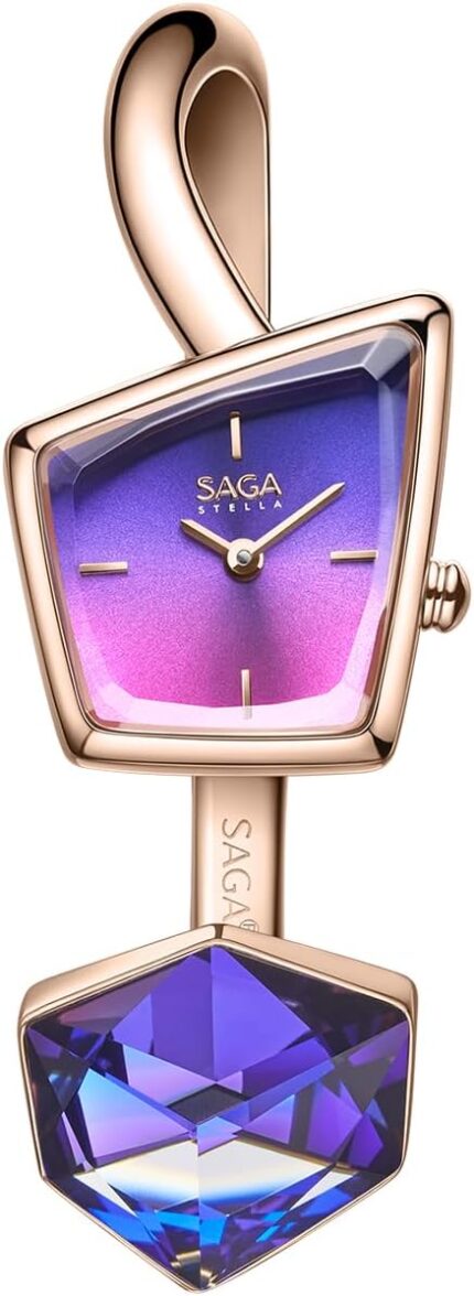 Saga illusion womens luxury cuff bangle watch shaped mineral case 316l stainless steel bracelet with danube crystals swiss ronda quartz movement 30m water resistant.jpg