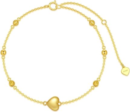 Sisgem solid 14k gold heart bracelet for women real gold beaded station bracelet anniversary birthday jewelry gifts for her momwife mothers day 6.511 inch.jpg