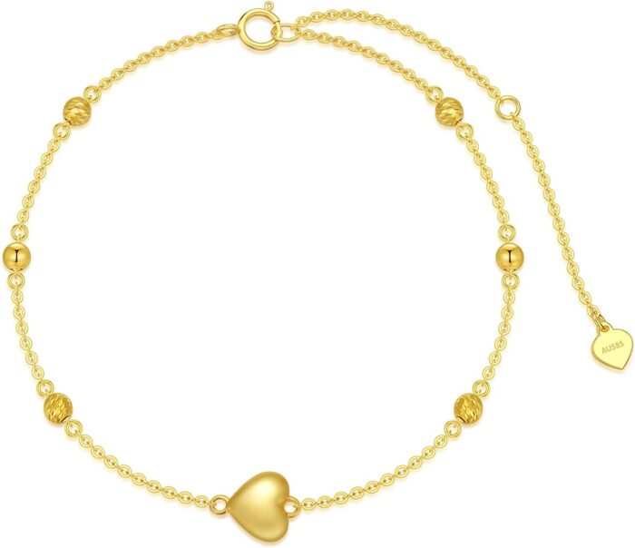 Sisgem solid 14k gold heart bracelet for women real gold beaded station bracelet anniversary birthday jewelry gifts for her momwife mothers day 6.511 inch.jpg