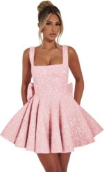 Solodish sparkly sequin homecoming dresses for teens short cocktail prom party gown with bow.jpg