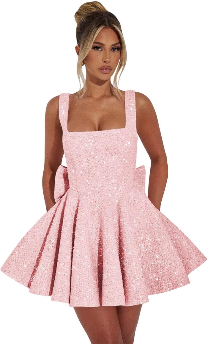 Solodish sparkly sequin homecoming dresses for teens short cocktail prom party gown with bow.jpg