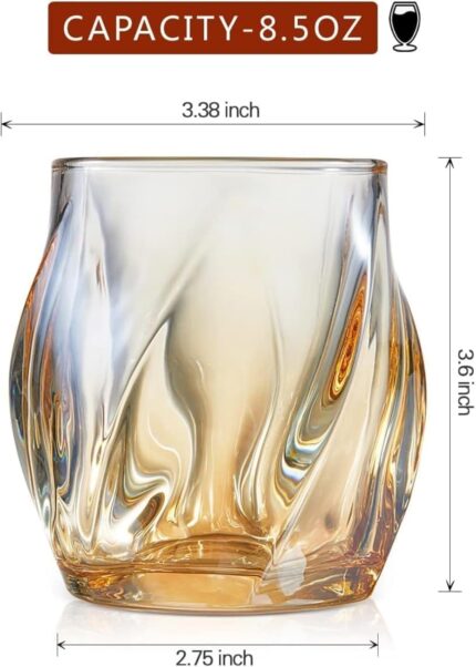 Set of 4 crystal whiskey glasses 8.5 oz twisted old fashioned tumblers great for bourbon scotch and cocktails 4set.jpg