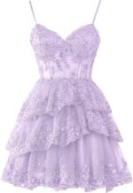 Short homecoming dresses for teens tiered sequins prom dress spaghetti straps lw089.jpg