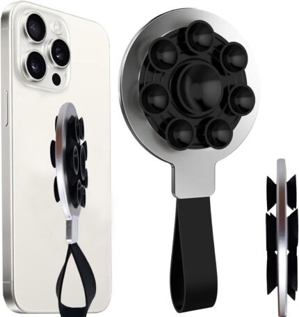 Silicone double sided universal phone holder suction octo cup buddy sticky grip cellphone case mount compatible with iphone aluminum alloy stand for selfie video tiktok gym shower kitchen.jpg