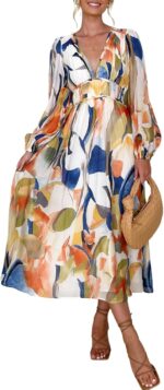 Sissyaki womens long sleeve boho floral maxi dress smocked beach flowy dress.jpg