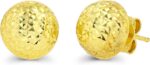 Solid 14k yellow or white gold 6mm 12mm diamond cut ball stud earrings for women 14k gold backs italian hypoallergenic studs for women.jpg