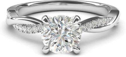 Solid 14k white gold 4 prong petite twisted vine 1.0 ct moissanite engagement ring promise bridal ring.jpg