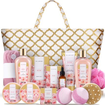 Spa luxetique spa baskets for women gift gift basket for women 15pcs rose spa sets spa kit includes bath oil bath salt bubble bath bath sets for women gift mothers gifts.jpg
