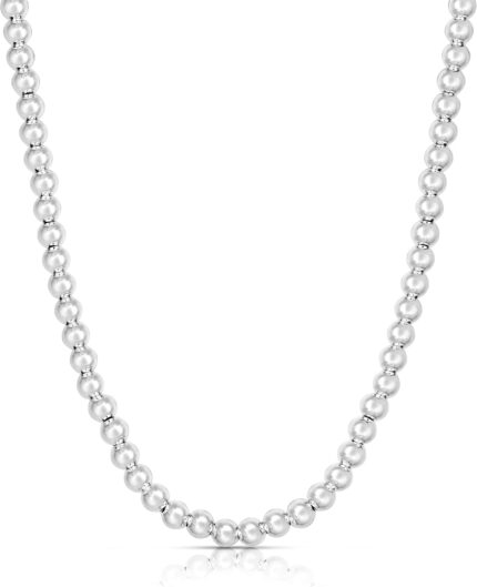Sterling silver italian bead ball chain necklace handmade 5mm 6mm 16 24 inch womens jewelry.jpg