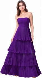 Strapless tiered chiffon prom dress ruffle bridesmaid dresses for women formal evening party long ball gown wedding.jpg