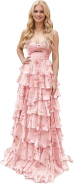 Strapless tiered chiffon prom dress for women 3d flower keyhole long formal evening dresses with slit.jpg