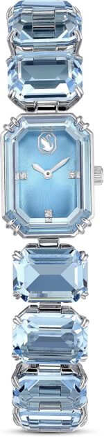 Swarovski millenia watch blue octagon cut crystals sapphire glass centrepiece and stainless steel accents part of the millenia collection.jpg