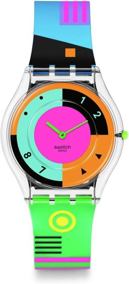Swatch casual watch multicolor quartz bio sourced neon hot racer.jpg