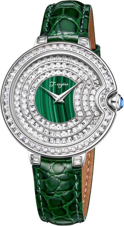 T engine luxury womens watch with genuine leather strap diamond inlayfashion design elegant watches for ladies.jpg