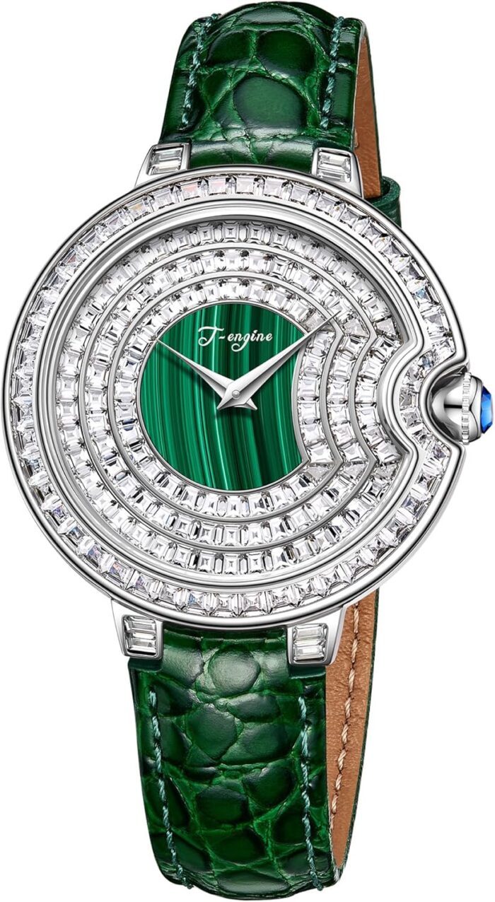 T engine luxury womens watch with genuine leather strap diamond inlayfashion design elegant watches for ladies.jpg