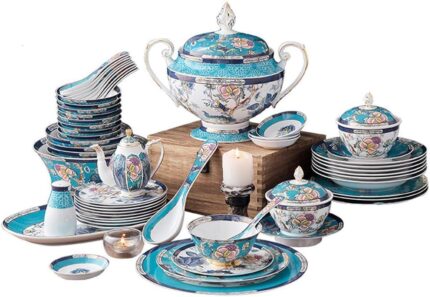 Temkin elegant high end dinner setdinnerware set 50 piece upscale ceramics dinner set bowldishsoup pot bone china porcelain combination set for restaurant gift box.jpg