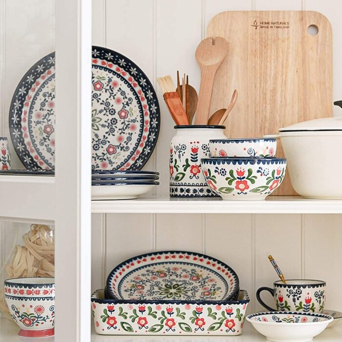 Temkin high end dinner setceramics dinnerware set ethnic print painting porcelain dinner set of 31 hand painted cereal bowl and steak plate set for wedding gifts.jpg