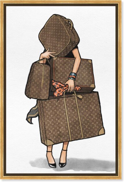 The oliver gal artist co. fashion and glam framed wall art canvas prints bags orange travel essentials home decor 36 in x 54 in brown white.jpg
