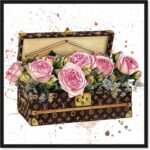 The oliver gal artist co. fashion and glam wall art canvas prints doll memories trunk full of flowers travel essentials home decor 16 in x 16 in pink brown.jpg