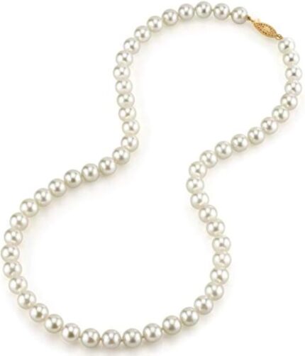 The pearl source 14k gold aaa quality round genuine white japanese akoya saltwater cultured pearl necklace in 18 princess length for women pearl gifts for anniversary.jpg