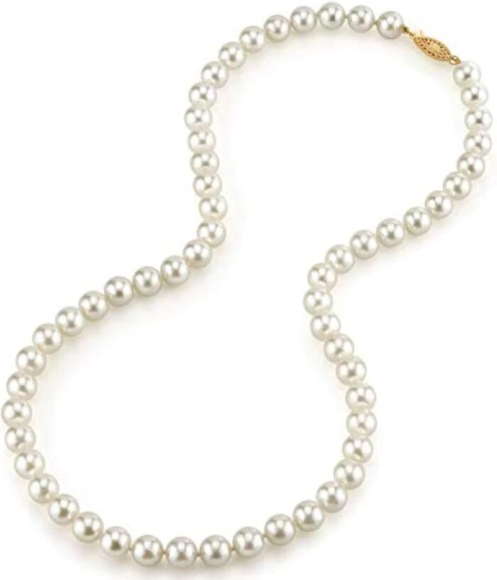 The pearl source 14k gold aaa quality round genuine white japanese akoya saltwater cultured pearl necklace in 18 princess length for women pearl gifts for anniversary.jpg