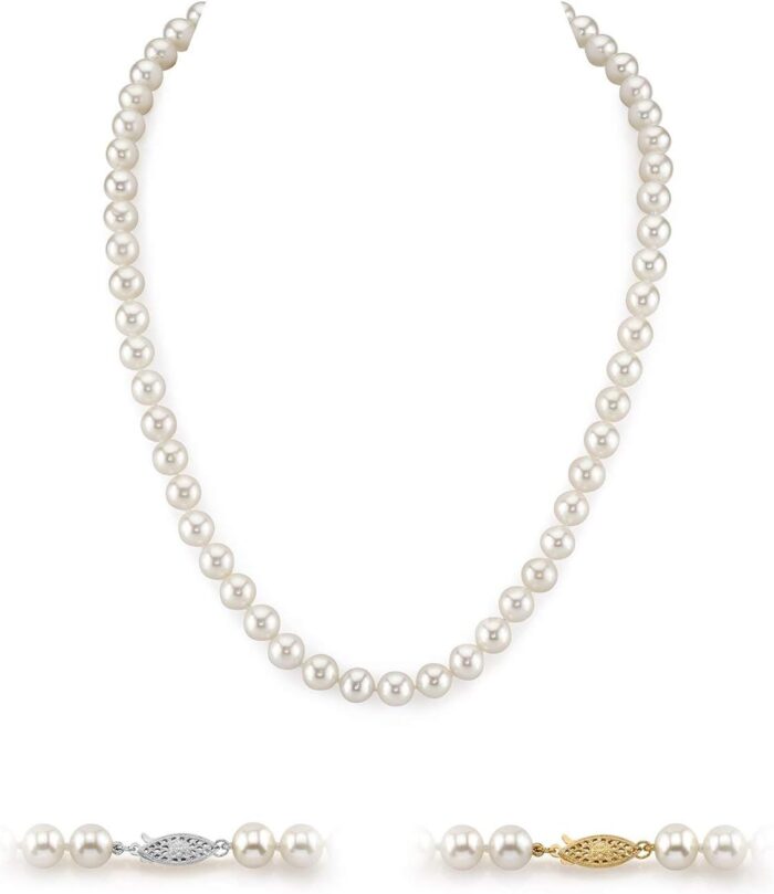 The pearl source 14k gold aaaa quality round white freshwater cultured pearl necklace for women in 18 princess length.jpg