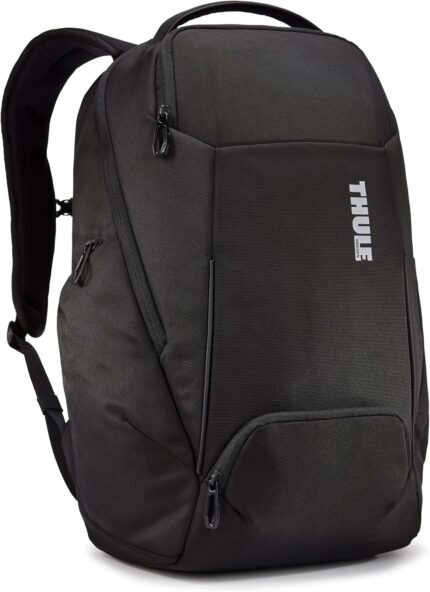 Thule accent laptop backpack new fits macbook hardshell protective compartment quick access front pocket side zipper pocket 100 recycled fabric hidden back pocket.jpg