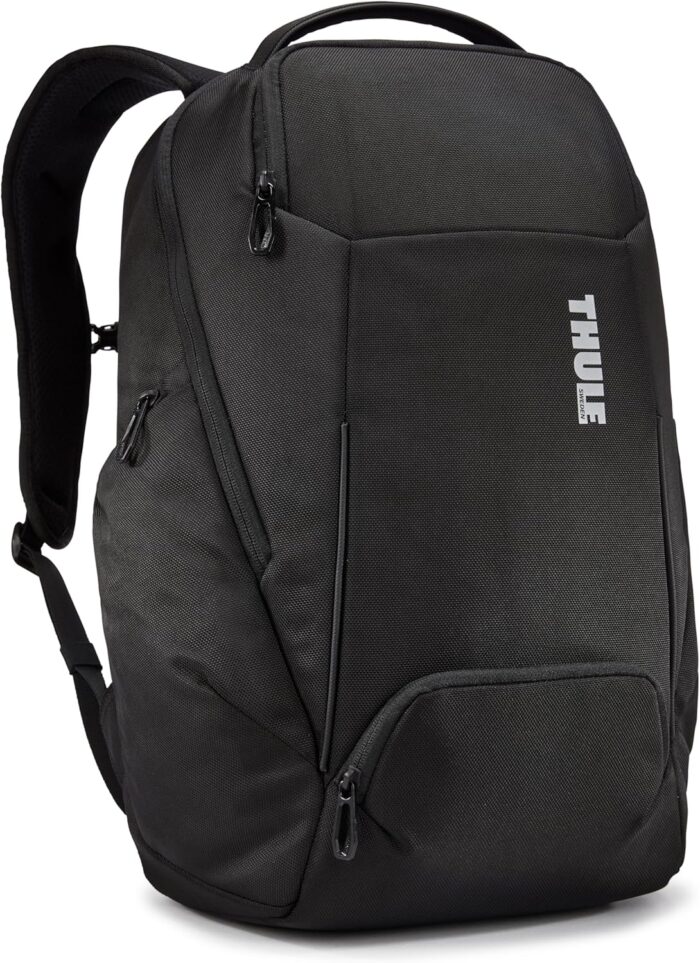 Thule accent laptop backpack new fits macbook hardshell protective compartment quick access front pocket side zipper pocket 100 recycled fabric hidden back pocket.jpg