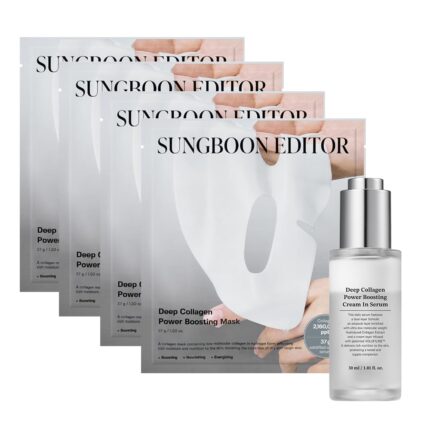 Tiktok trend items wrinkle free boosting duo deep collagen power boosting mask 4ea deep collagen power boosting cream in serum self care gift set for women moms korean skincare.jpg